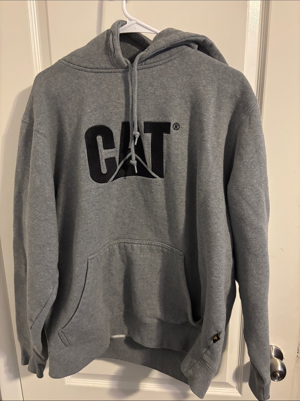 Caterpillar Gray Pullover Hoodie with Black CAT Logo